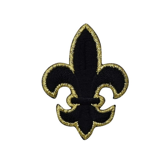 Fleur de lis - Large - Black/Gold - Iron on Applique/Embroidered Patch