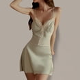 thumbnail image 2 of Jalioing Womens Silky Nightdress Sleeveless Spaghetti Strap Stain Pajama Dress with Built in Bra V Neck Nightgown, 2 of 4