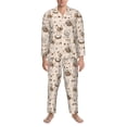thumbnail image 3 of Logiee Retro Rooster Print Mens Long Sleeve Pajama Set,Notched Collar Pajamas for Men, Men's Sleepwear,Mens Sleepwear with Pockets & Button Down-XX-Large, 3 of 7