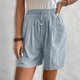 thumbnail image 4 of Karight Womens Bermuda Shorts Pull-on Retro Ruched Front Casual Baggy Cotton Linen Lightweight Straight Crop Pants Pocket, 4 of 9