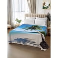 thumbnail image 2 of Coastal Tropical Full Size Flat Sheet, Wrinkleproof & Fadeproof Cooling Flat Bed Sheet Only, Blue Sky Coconut Tree Summer Beach Breathable Soft Bedding Top Sheets 81 x 96 Inches, 2 of 8