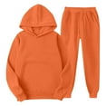 thumbnail image 3 of TARIENDY 2 Piece Sweatsuits Women Solid Color Drawstring Hooded Sweatshirts and High Waist Sweatpants Trendy Fall Winter Workout Outfit Sets Orange XXL, 3 of 8