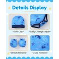 thumbnail image 6 of KIMI BEAR Newborn Baby Boys Layette Sets 4 Packs 3-6 Months Shower Gift Clothes Set Short Sleeves Romper Pants Set Sharks Print with Hats and Gloves 16pcs Essentials Outfits Blue, 6 of 7