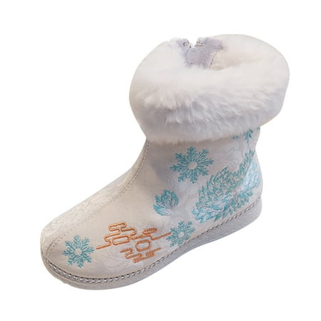

Yinguo Children Warm Cotton Boots Embroidered Boots National Style Boots Princess Cotton Boots