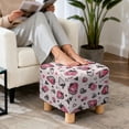 thumbnail image 4 of TSOVTHRID Strawberry Heart Doddle Print Stretch Ottoman Slipcover Square Folding Storage Stool Ottoman Cover Breathable Footstool Covers Slipcover Chair Covers for Living Room Valentine's Day Decor, 4 of 7