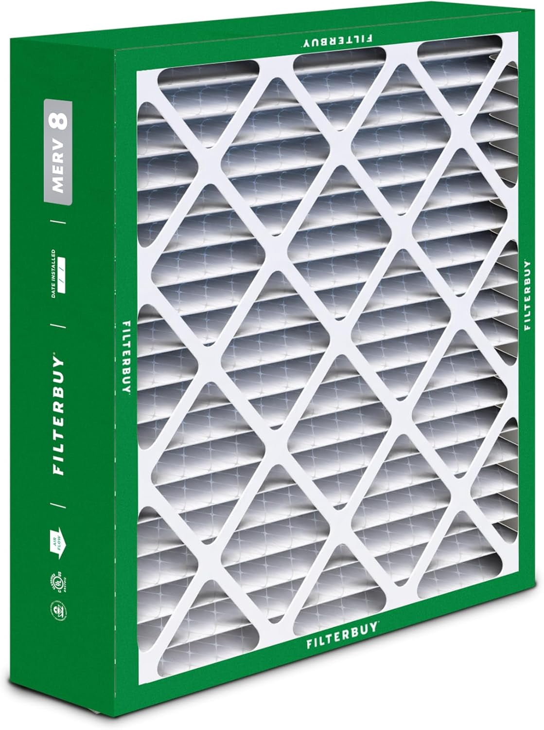 Filterbuy 20x25x6 Air Filter MERV 8 Dust Defense, Pleated HVAC AC Furnace Filter Replacement for Aprilaire Space-Gard 2200 & Lennox, 1-Pack