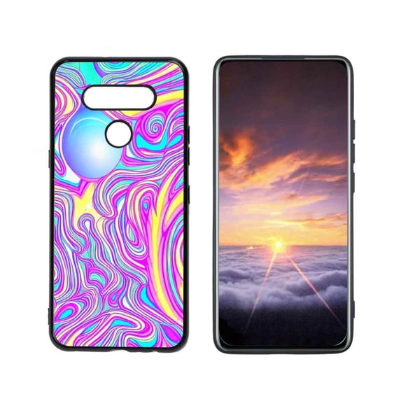 Compatible with LG Q51 Phone Case, Psychedelic-Trippy-Alien-Art-Visuals-Colours03 Case Men Women, Flexible Silicone Shockproof Case for LG Q51