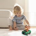 thumbnail image 5 of SPOORYYO Push and Go Character Race Car Toy for Toddlers - 360° Rotating Head, Soft Rubber Wheels, Strong Design - Interactive Play, Green, 5 of 6