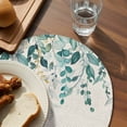 thumbnail image 3 of Teal Green Eucalyptus Round 13 Inch Placemats Set of 4, Farmhouse Weeping Leaves Linen HeatResistant Non Slip Place Mats for Dining Table, Wipeable Braided Kitchen Table Mats for Housewarming, 3 of 9