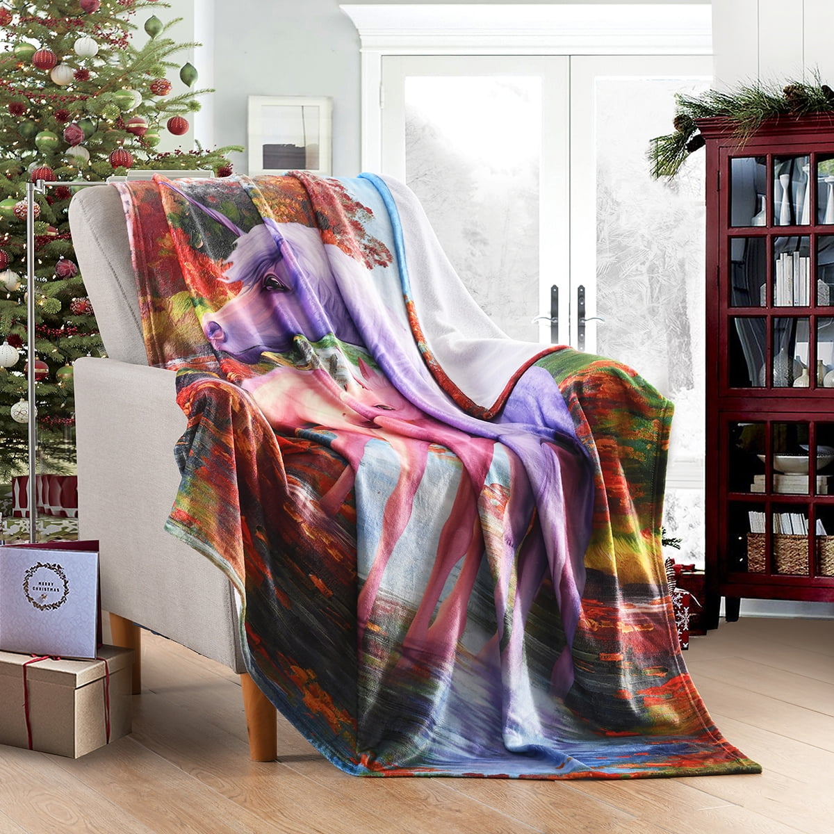 Merryhome ChrIstmas Holiday Printed Fleece Throw Blanket Super Soft Blanket for Sofa Bed