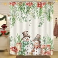 thumbnail image 3 of Winter Christmas Shower Curtain, Holiday Red Snowman Bath Curtain for Xmas Gift, Eucalyptus Leaf Flower Floral Bathroom Accessories, Waterproof Washable Fabric 12 Pack Metal Hooks, 72X72in, 3 of 5