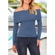 thumbnail image 5 of Suéter PRETTYGARDEN de punto acanalado azul con escote hombros descubiertos talla L, 5 of 8