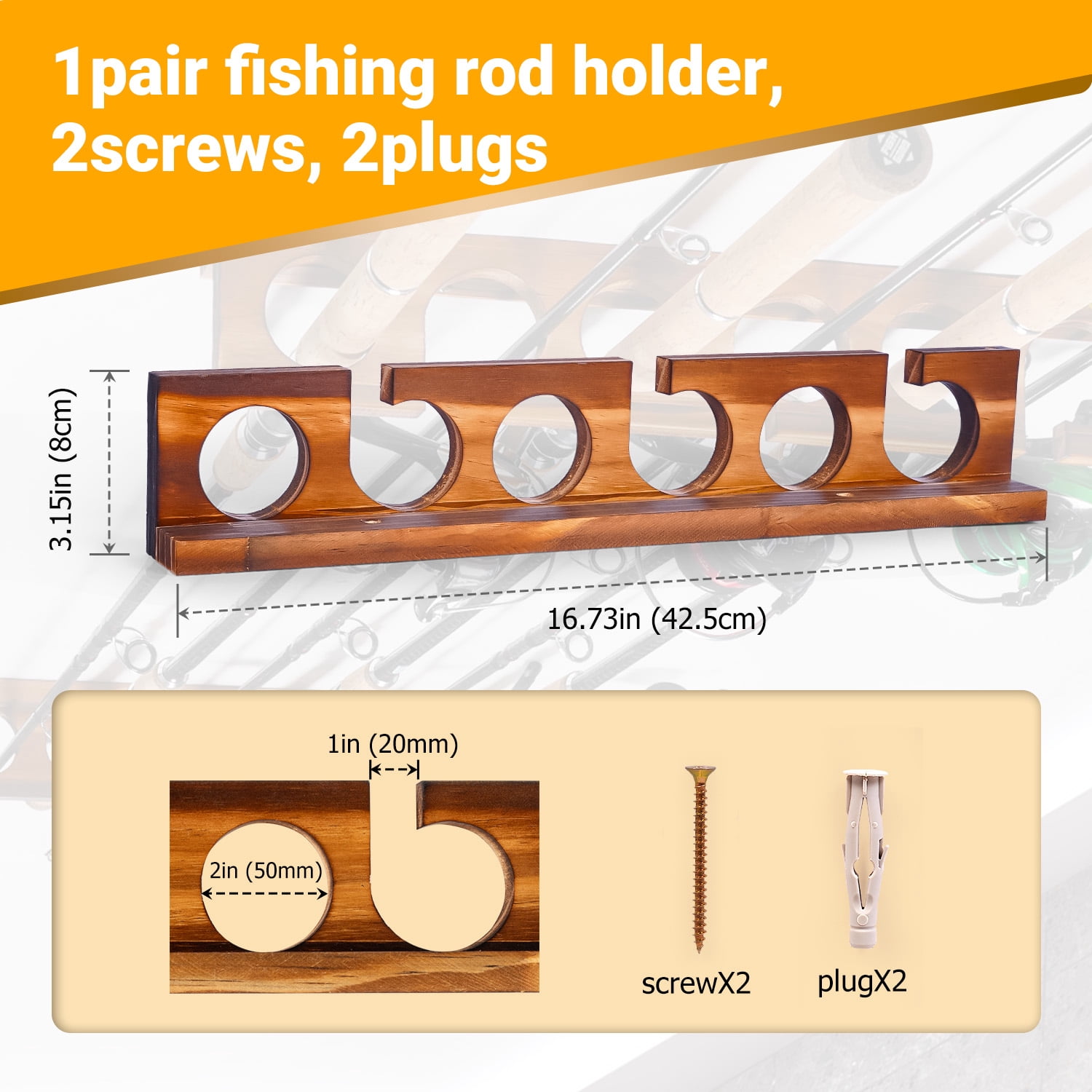 Ghosthorn Wall or Ceiling Mounted Fishing Rod Racks, Holds Up to 12 Rods, Fishing Pole Storage for Garage