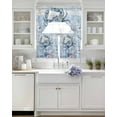 thumbnail image 4 of Coastal Blue Crab Kitchen Curtains Swag Valance and Tier Curtains Set 24 Inch Length, Ocean Nautical Starfish Coral Wooden Rod Pocket Drape Panels Pair Swag Curtain for Bathroom/Cafe/Window, 4 of 6