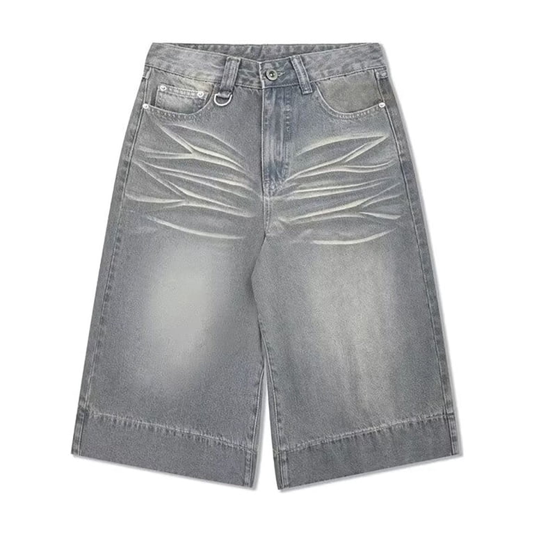 XDZJLR Mens Shorts Baggy Jeans Jorts Fit Solid Color Fashion
