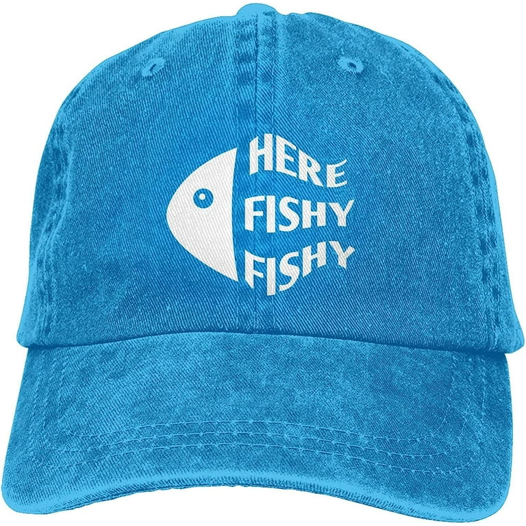 Funny Fishing Hat Here Fishy Fishy Fishy Cap for Men Baseball Hats