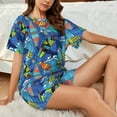 thumbnail image 4 of Honeii Hawaiian Style for Women's Summer Pajama Set featuring Soft Short Sleeve Shirt & Matching Bottoms with Convenient Pockets for Relaxed Home Wear-Small, 4 of 6