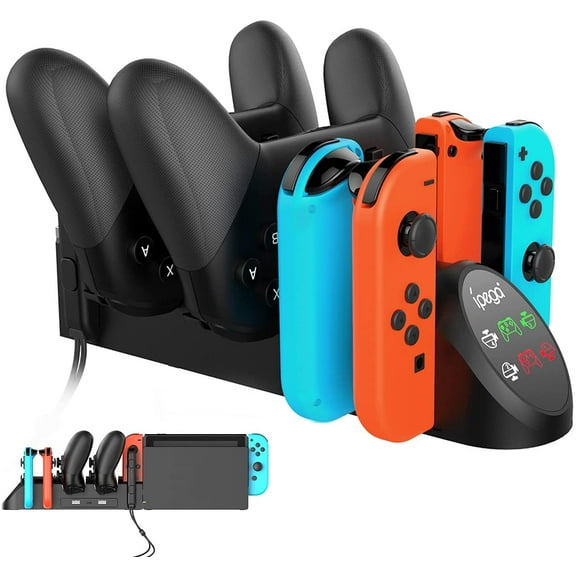 FastSnail Charging Dock Compatible with Nintend Switch Pro Controllers and for Joy Cons & OLED Model for Joycon,Multifunction Charger Stand for Switch with 2 USB 2.0 Plug and 2.0 Ports