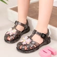 thumbnail image 2 of WEIGFI Infant Todder Girls Sandals Butterfly Breathable Jelly Soft Sole Fashion Summer Open Toe Adjustable Strap Funny Holiday Shoes,Black,3-3.5 Years, 2 of 6