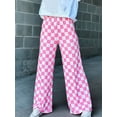 thumbnail image 2 of Cathery Women Wide-Leg Pants Checkerboard Elastic High Waist Loose Trousers Spring Summer Casual Sweatpants Bottoms, 2 of 7