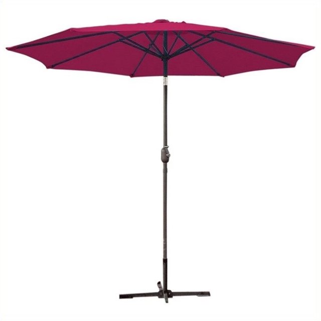 Jeco Parasol de Marché en Aluminium de 9 Pieds Inclinable avec Manivelle