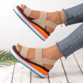 thumbnail image 5 of oqasdz Women's Sandals Ladies Fashion Solid Color Beach Shoes Nesh Elastic Band Wedge Sandals Trendy Versatile Casual Outdoor, 5 of 7