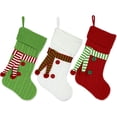 thumbnail image 7 of Whaline 3 Pack Knitted Christmas Stocking with Scarf Red Green White Hanging Stockings Classic Xmas Hanging Decorations for Christmas Party Home Fireplace Decor Family Friend Gift, 20inch, 7 of 7