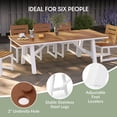 thumbnail image 4 of WestinTrends Cape May 9-Piece HDPE Outdoor Furniture Patio Dining Table With Umbrella Hole and Chairs Set For 8, Teak, 4 of 16