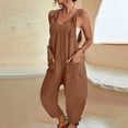 thumbnail image 2 of GILIGEGE Overalls for Women Loose Fit Flowy Baggy Casual One Piece Jumpsuits with Pockets Summer Vacation Outfits Casual U Neck Sleeveless Jumpsuits Spaghetti Strap Baggy Overalls Pants with Pocket, 2 of 6