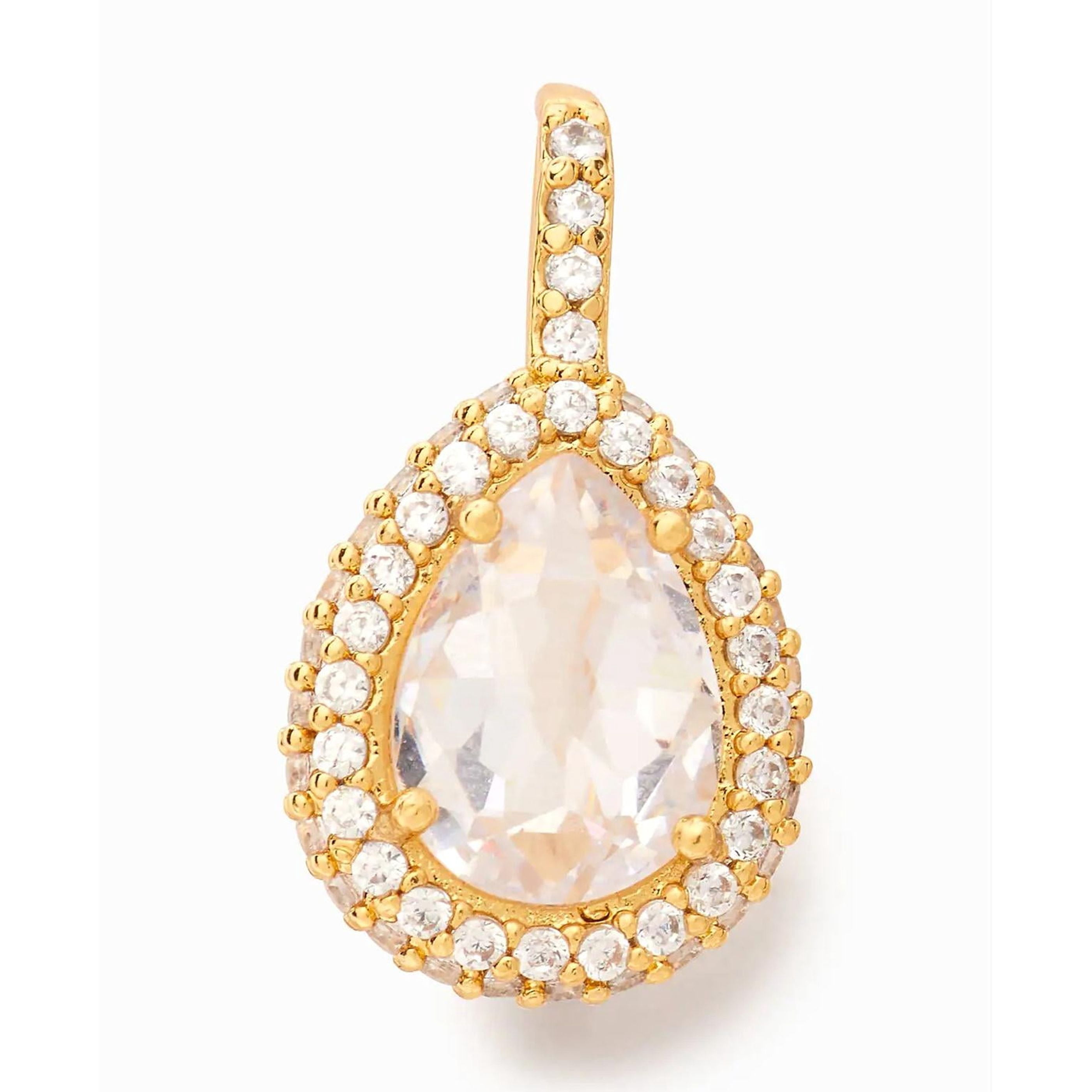 Kate Spade New York Women's Gold-Tone Pavé Halo Drop Earrings (Clear / Gold)