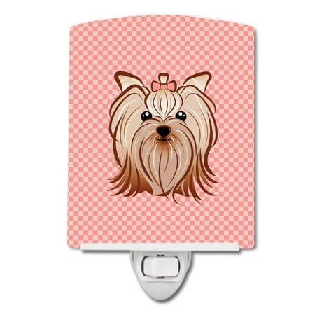 

Caroline s Treasures BB1204CNL Checkerboard Pink Yorkie Yorkishire Terrier Ceramic Night Light 6x4x3 multicolor