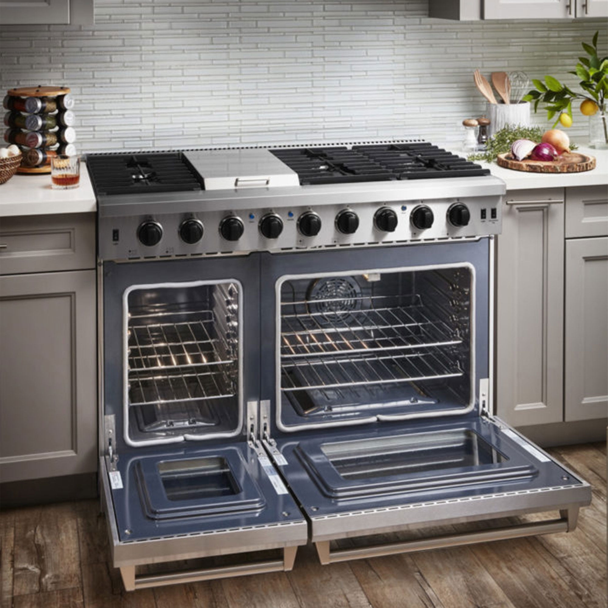 Thor Kitchen 48 Inch 6 Burner Gas Range Double Oven, Stainless Steel