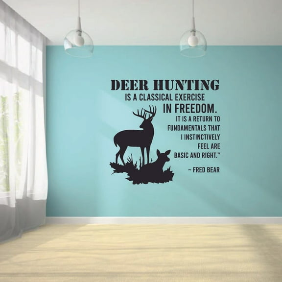 Deer Hunting Classsical Exercise Quote Hunting Hunter Huntsman Hunt Forest Animal Quotes Wall Decal Sticker Vinyl Art Mural for Girls / Boys Home Room Walls Bedroom House Decor Decoration (20x20 inch)