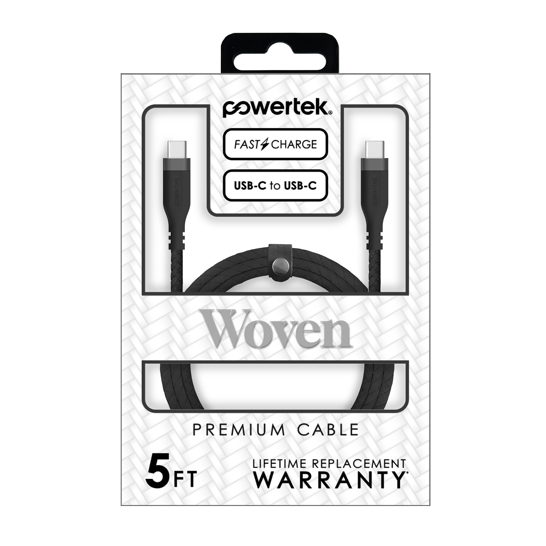 Liquipel Powertek USB-C to USB-C Woven Cable - Black