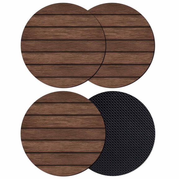 Dark Brown Wooden Coasters Set of 4, Absorbent Coasters for Drinks, Vintage Western Country Wooden Board Coaster for Desk Coffee Table Protection, Home Decor House Warming Gifts 4"