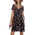 thumbnail image 2 of ORQ Womens Wrap V Neck Short Sleeve Floral Vacation Mini Dress, 2 of 4