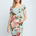 thumbnail image 6 of breaise Solid Color & Floral Side Ruch Maternity Dress Crew Neck Bodycon Dress Short Sleeve Baby Shower Dress Casual Lounge Pregnancy Dress Daily Wear, 6 of 6