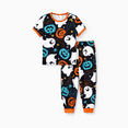 thumbnail image 6 of PatPat Halloween Pajamas Kids Top & Pants 2 Piece Pjs Sets Girls Boys Family Matching Ghost and Pumpkin Allover Print Short Sleeve Sleepwear, Black, 2T, 6 of 8