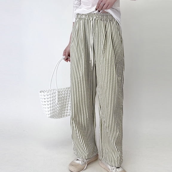 Sleepwear for Women Summer Striped Print Comfortable Pajama Pant Leisure Loose Fit Loose Sleepwear Summer Pjs for Women
