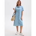 thumbnail image 7 of DARING DIVA Midi Denim Short Sleeve Button Down Tunic Jean Dress 2XL Light Blue, 7 of 7