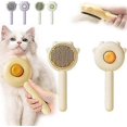 thumbnail image 1 of Pet Hair Cleaner Brush,Pet Combing Brush with Hair Removal Button, Artifact for Stroking Cats and Dogs (Yellow 1PCS), 1 of 5