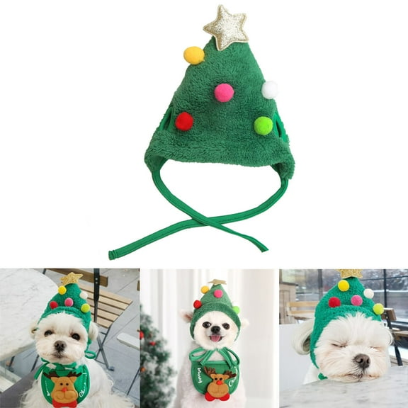 Cheers.US Pet Hat Christmas Tree Shape Headdress Green Pet Dogs Beanie for Christmas Pet Hat is Warm, Skin Friendly, Comfortable and Does Not Hurt the Pet's Skin