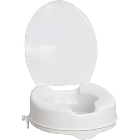AquaSense Raised Toilet Seat with Lid, White, 4 Inch