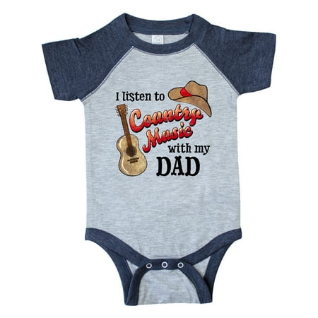 

Inktastic I Listen to Country Music with my Dad Guitar and Hat Gift Baby Boy or Baby Girl Bodysuit