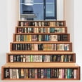 thumbnail image 4 of nipocaio 6PCS 3D Self Adhesive Vinyl Stair Risers Stickers Vinyl Stair Stickers for Home Office Bar Decor 100*18cm Inch Retro Library, 4 of 5