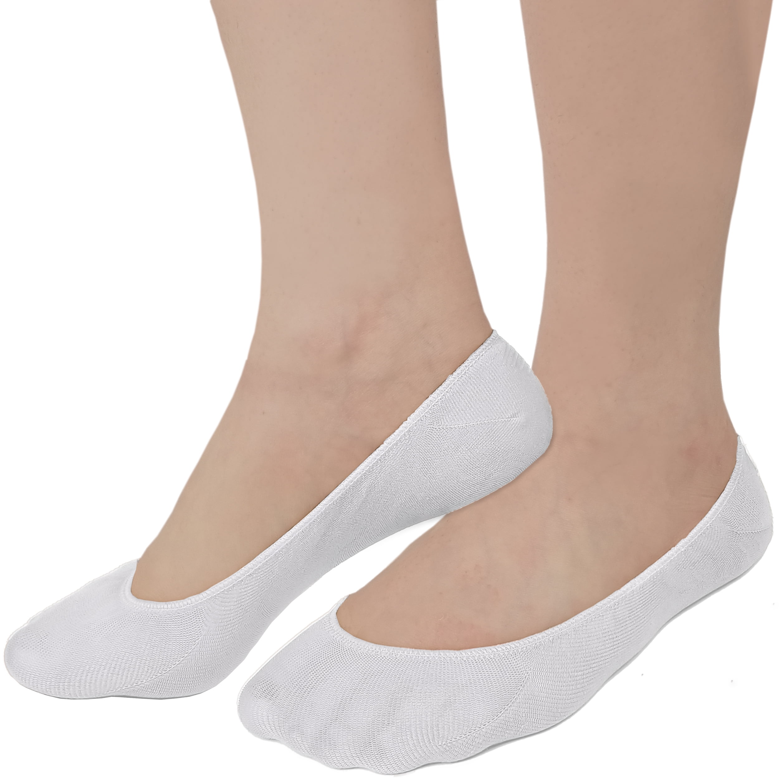 Women No Show Liner 6 Pairs Non Slip Socks Invisible Low Cut For Flats Black/Grey  S/M Debra Weitzer 