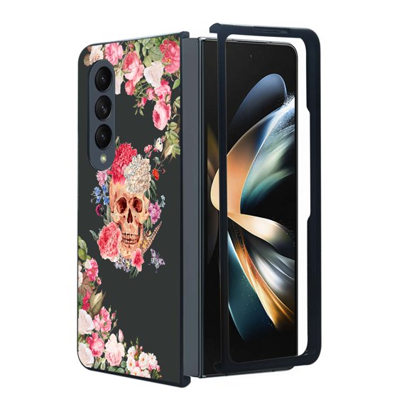 ANJ  Protective Snap-On Design Printed Case Compatible with Samsung Galaxy Z Fold 4 - Flower Skull