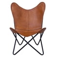 thumbnail image 5 of Rajeriya-Brown Home Living Room Chairs Leather Butterfly Chair Leather Accent Chair-Handmade with Powder Coated Folding Iron Frame, 5 of 7