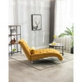 thumbnail image 2 of Velvet Chaise Lounge Chair, Modern Button Tufted Lounge Chair with Acrylic Legs and Nailhead Trim,Comfy Accent Sofa with a Pillow for Living Room, Bedroom, Apartment, Office, Mustard, 2 of 7