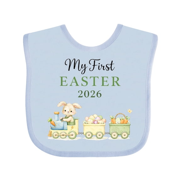 Inktastic My First Easter 2026 Bunny Train Boys or Girls Baby Bib